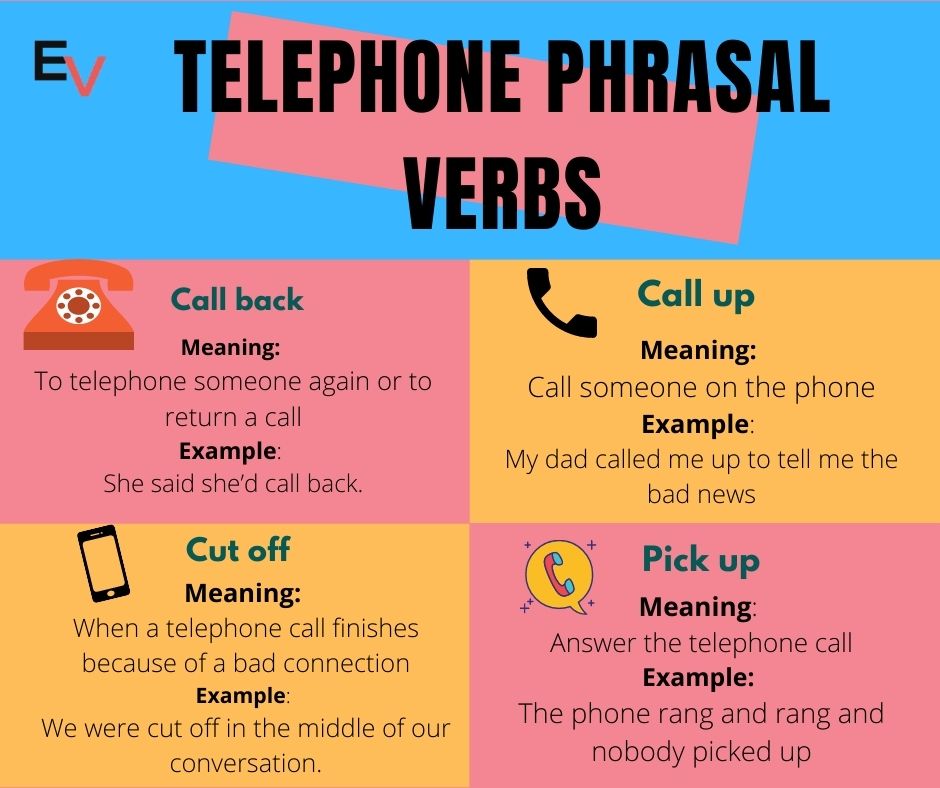 Commonly used Telephone Phrasal Verbs or Telephone Phrases in English