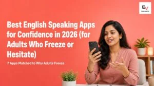 Indian professional speaking confidently on her phone during a work call — best English speaking apps for confidence 2026